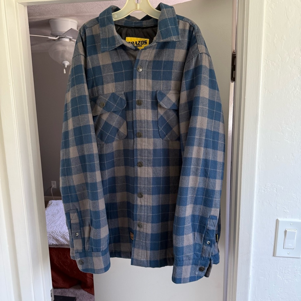 Blue and Gray Plaid Lightweight Hooded Jacket
